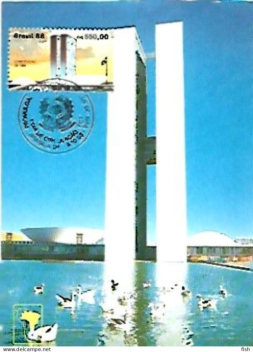 Brazil & Maximum Card, Lago Do Palácio Do Congresso Nacional, Brasília 1988 (888986) - Maximum Cards