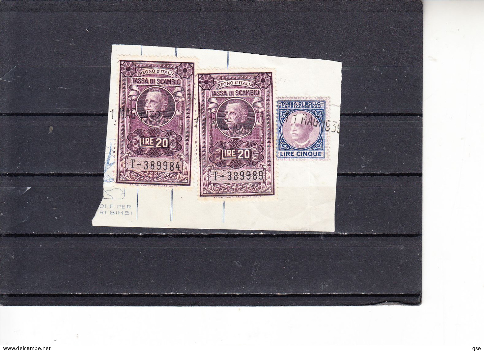 FiISCALE  1939 .- "Tassa Di Scambio" - Revenue Stamps