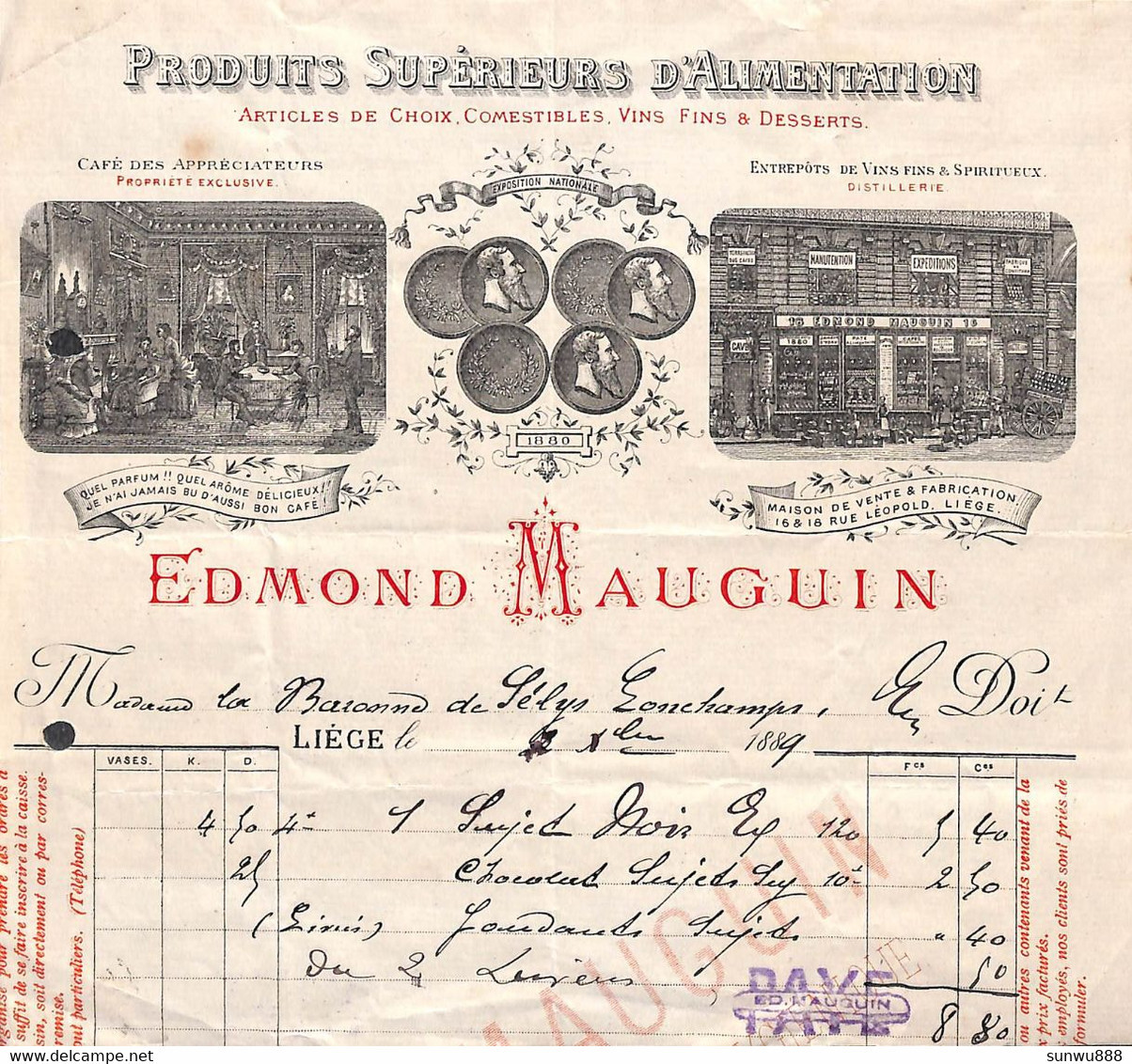 Liège - Produits Supérieurs D'Alimentation Edmond Mauguin 1889 (illustrée) - 1800 – 1899