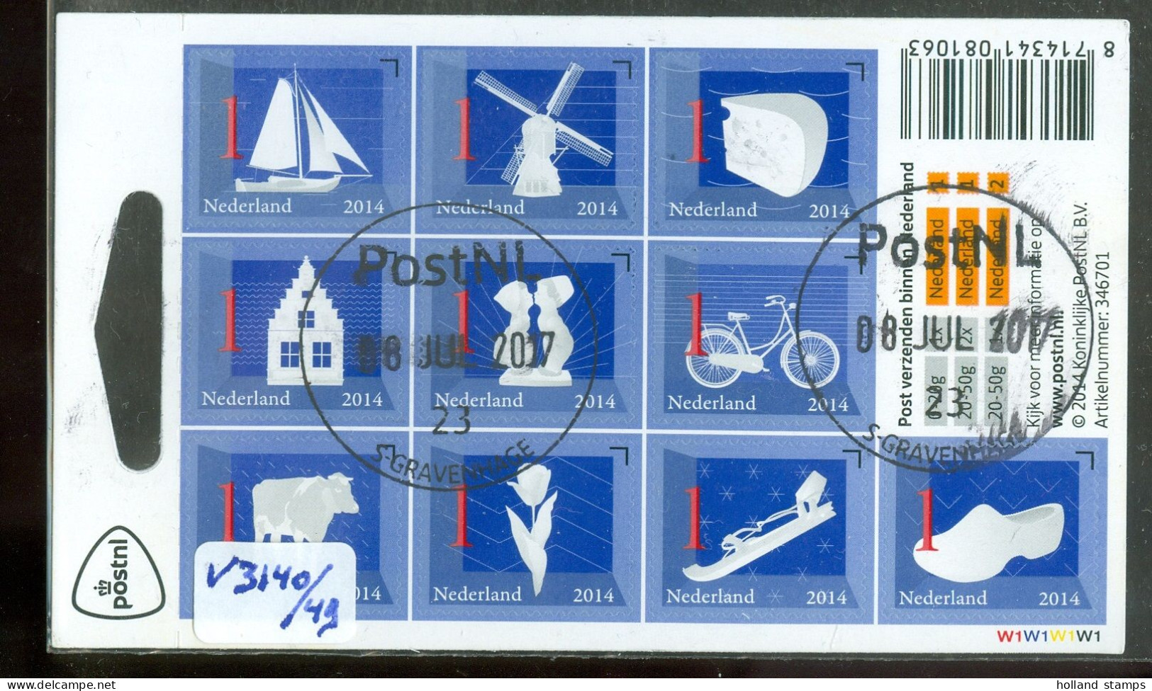 100 Série Pays-Bas 2014 En Bottes NVPH 3140-49  Icônes 1.000 Tembres Cat V. Euro 500,00 * Ikonen - Used Stamps