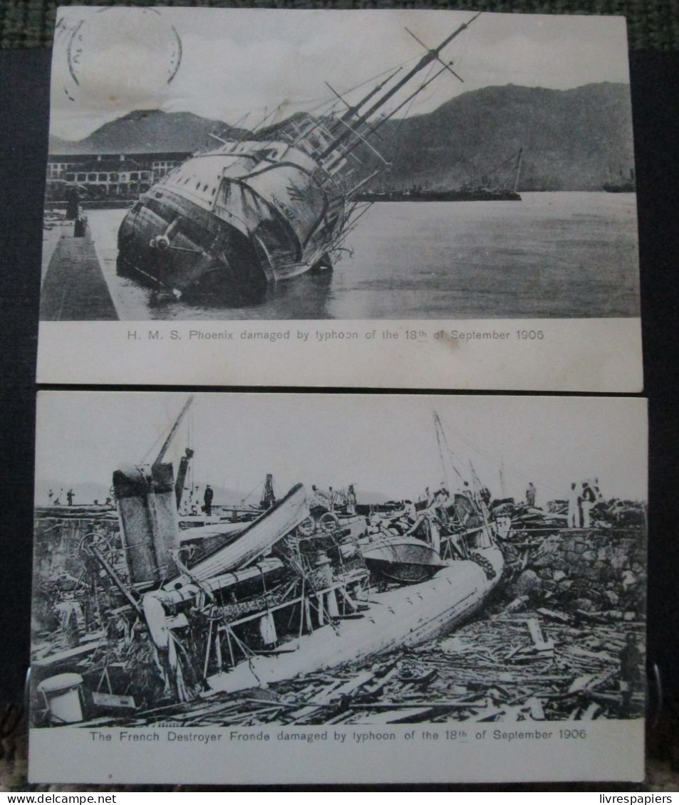 Hongkong Typhoon 1906 Lot 2 Cpa Destroyer Damaged - China (Hong Kong)