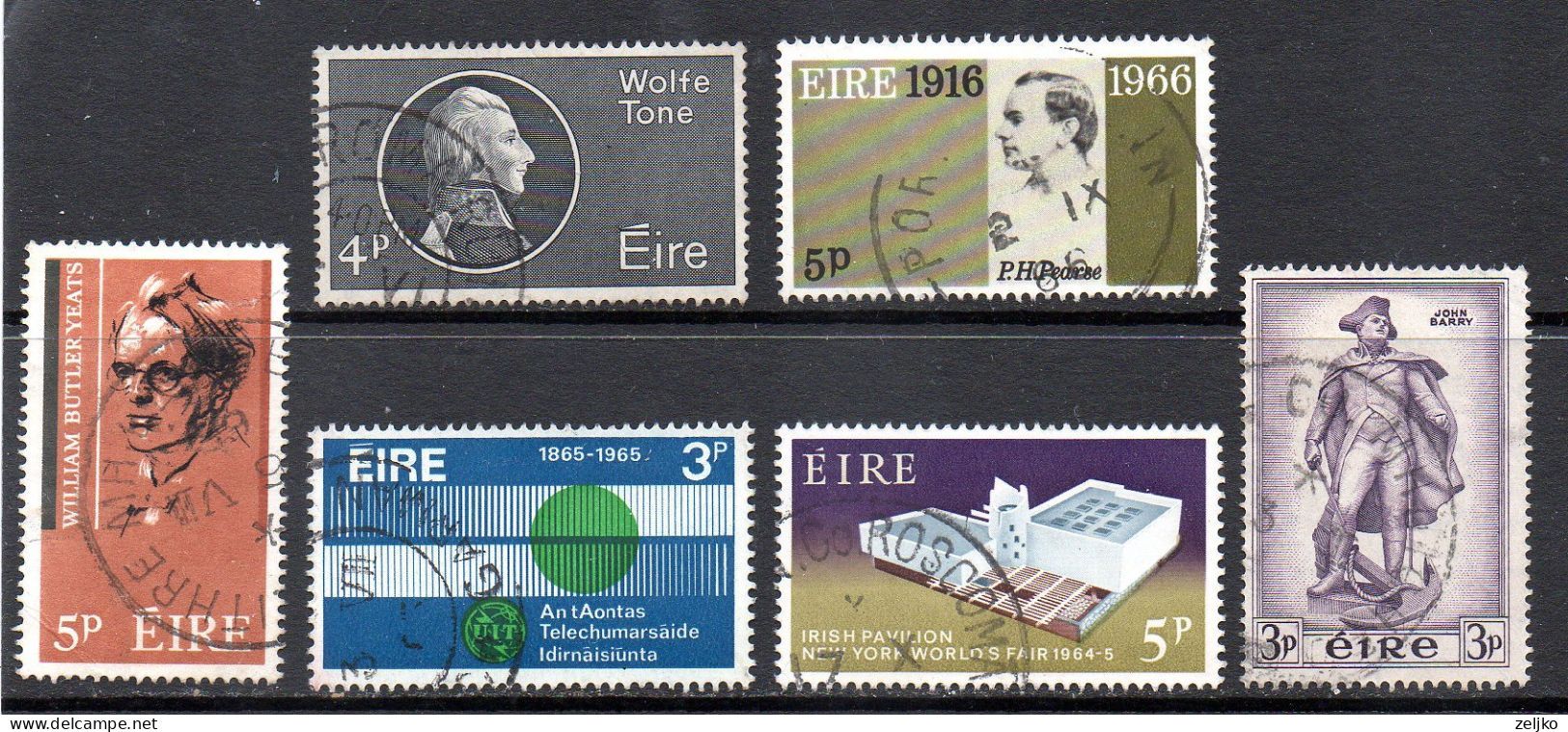 Ireland, Used, 1964, 1965, 1966, Michel 126, 163, 165, 170, 172, 180, Lot - Gebraucht