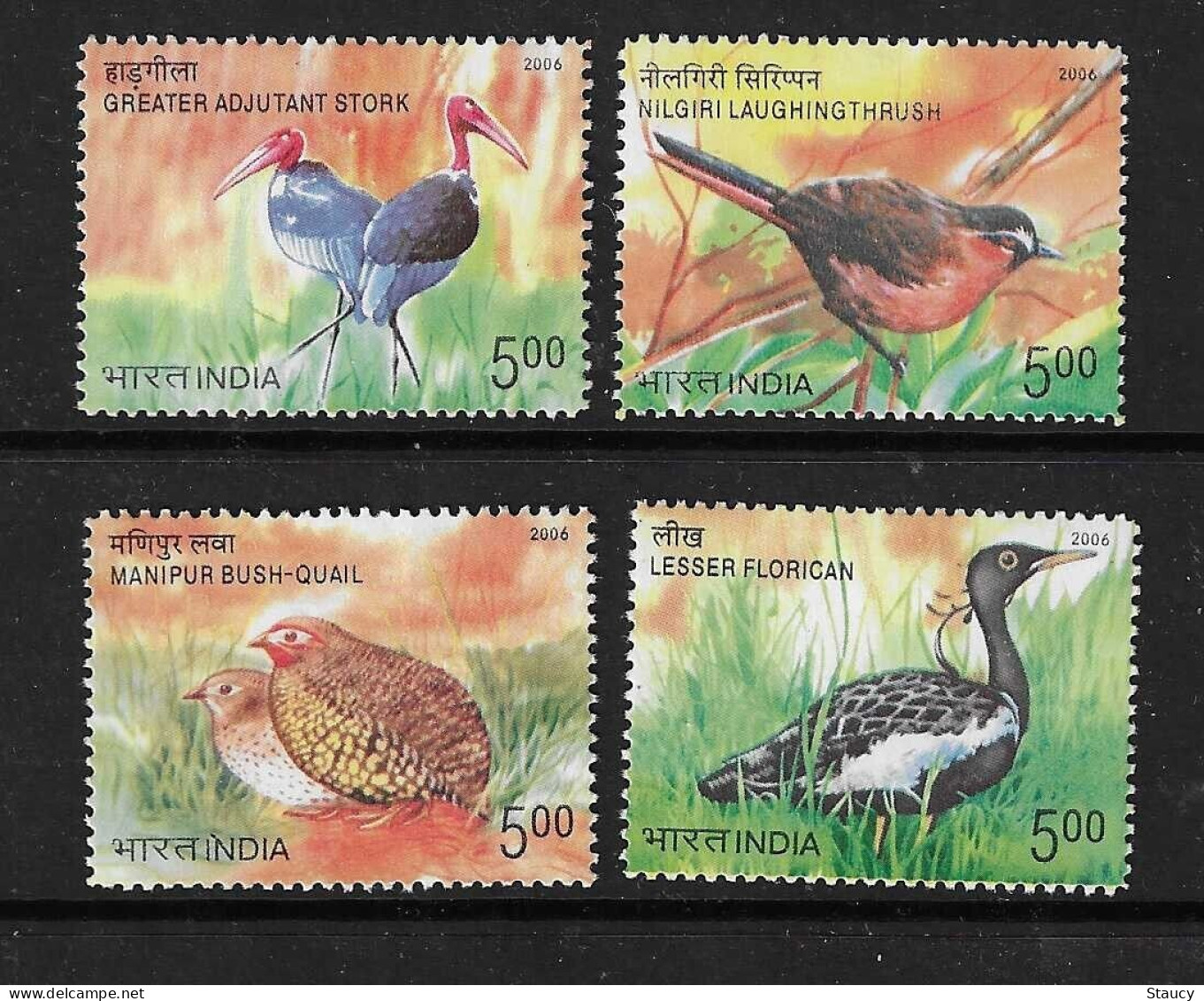 INDIA 2006 ENDANGERED BIRDS 4v SET MNH, P.O Fresh & Fine - Unused Stamps