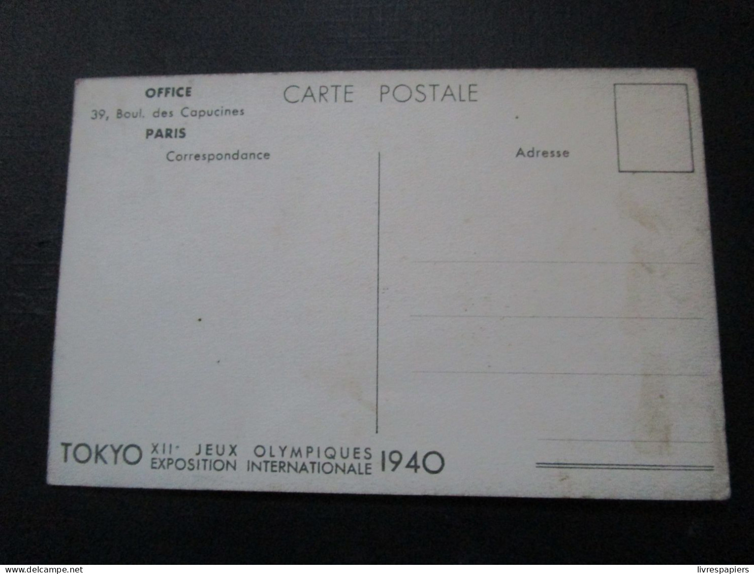 Japon Cpa Pour Jeux Olympiques 1940 Office Tourisme - Other & Unclassified