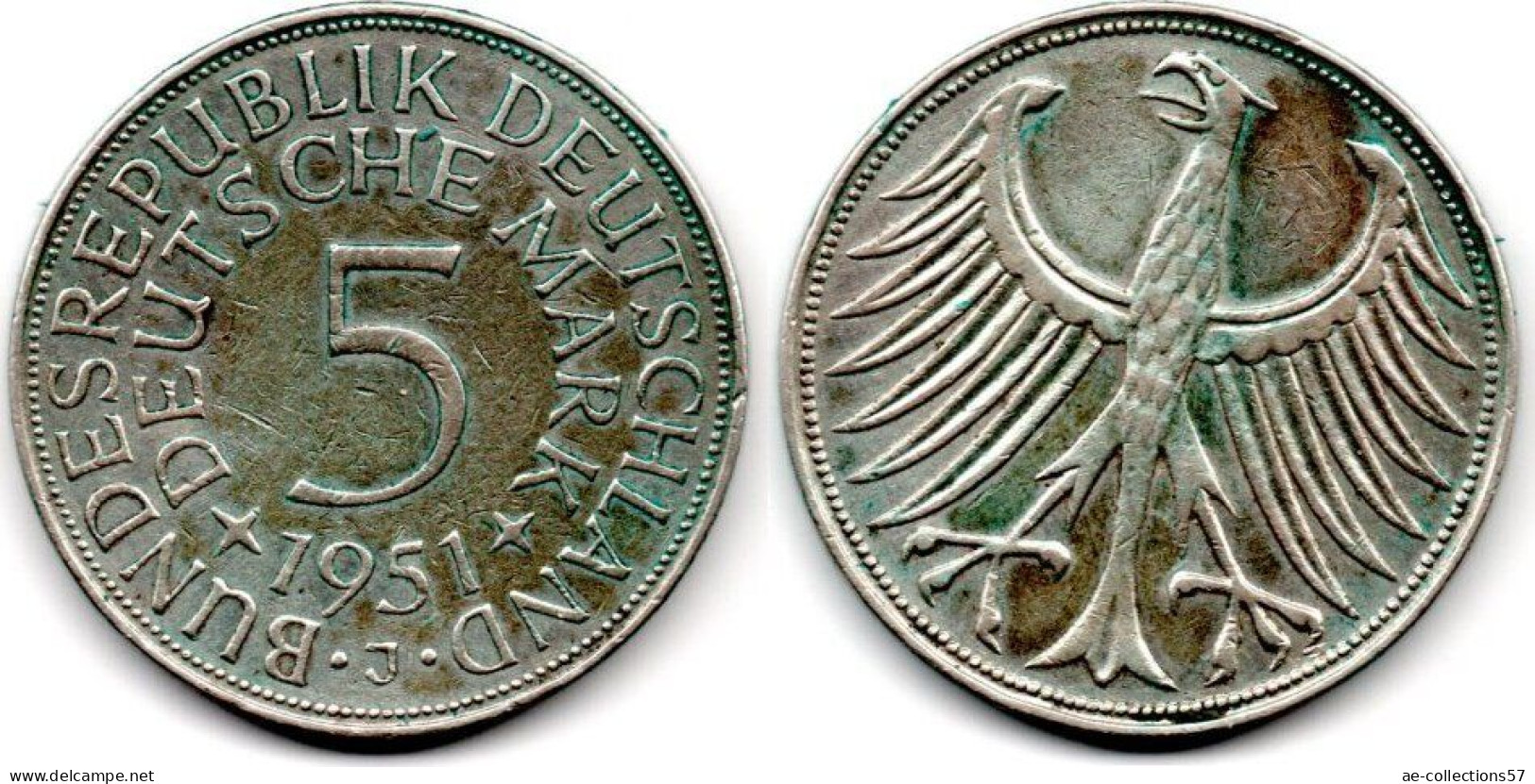 MA 29136 / Allemagne - Deutschland - Germany 5 Mark 1951 J TTB+ - 5 Marcos