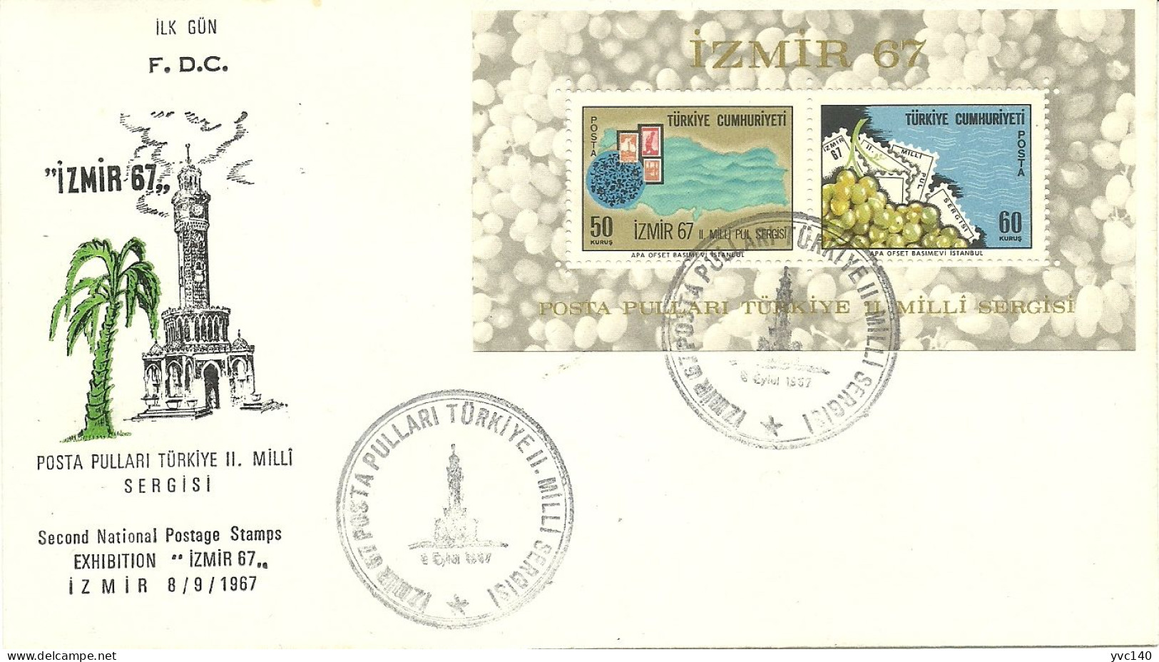 Turkey; FDC 1967 2nd National Stamp Exhibition "Izmir 67" - FDC