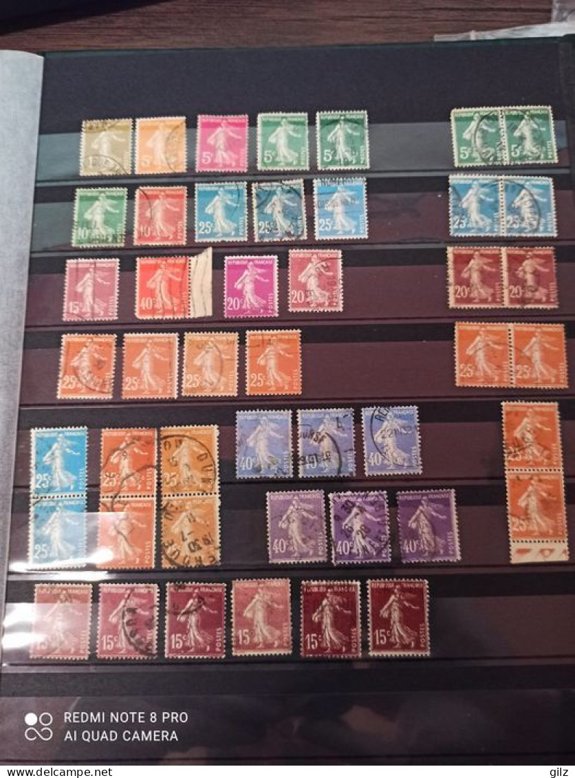 Petit Lot De 46 Timbres, Semeuses Camée ,nuance De Couleur ,obliterations Diverses - Collections (sans Albums)