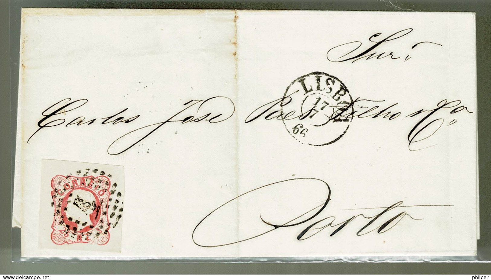 Portugal, 1866, # 16, Lisboa-Porto - Lettres & Documents