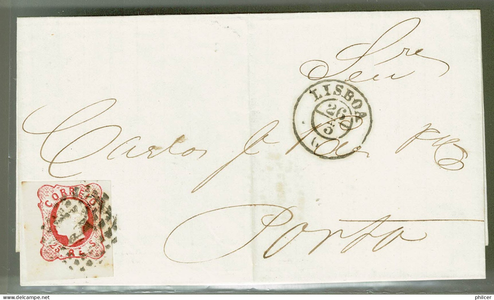 Portugal, 1866, # 16, Lisboa-Porto - Storia Postale