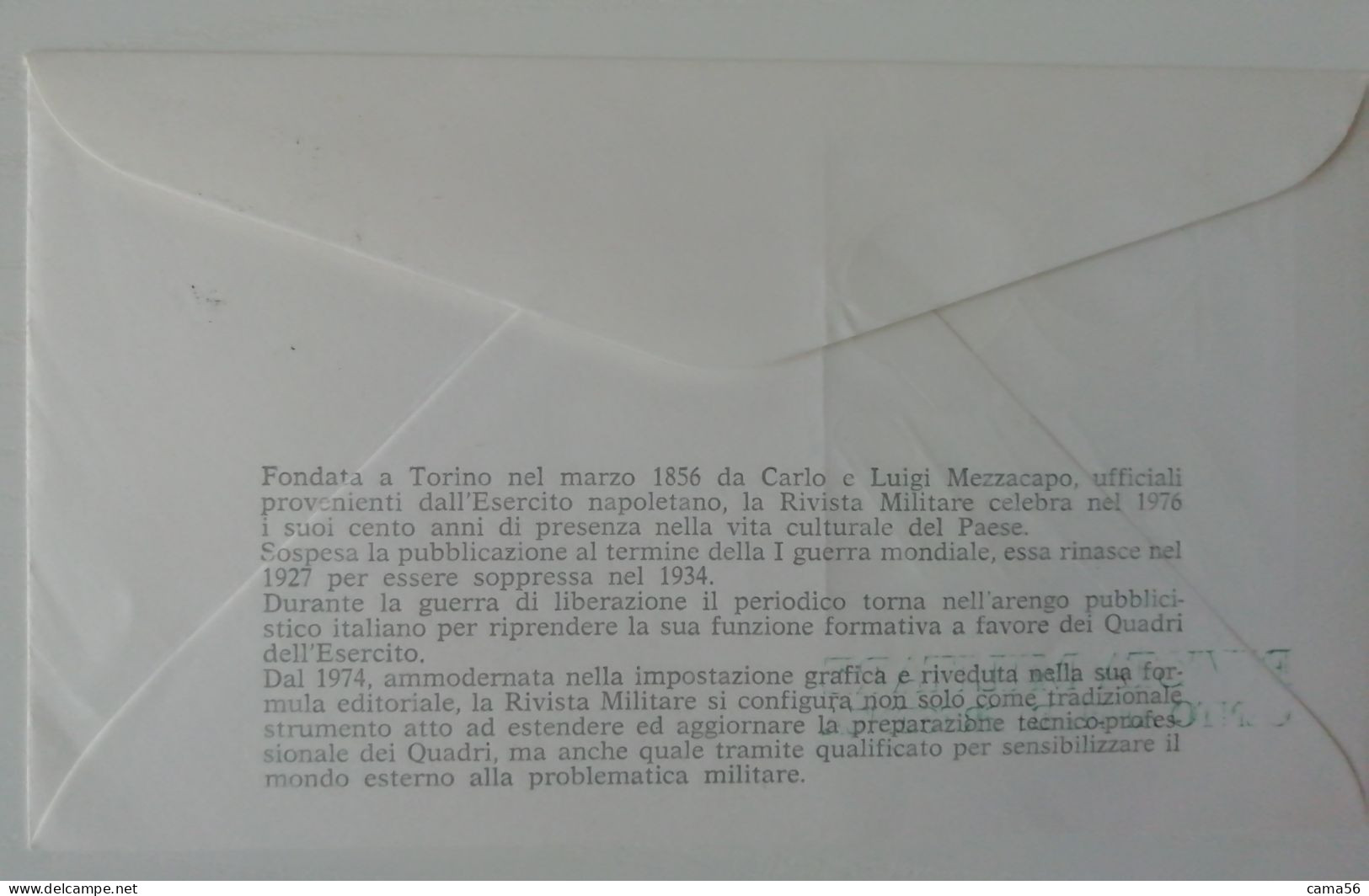 Italia 1976 - Busta Cento Anni Della "Rivista Militare" - Annullo Stato Maggiore Esercito. - Italiano