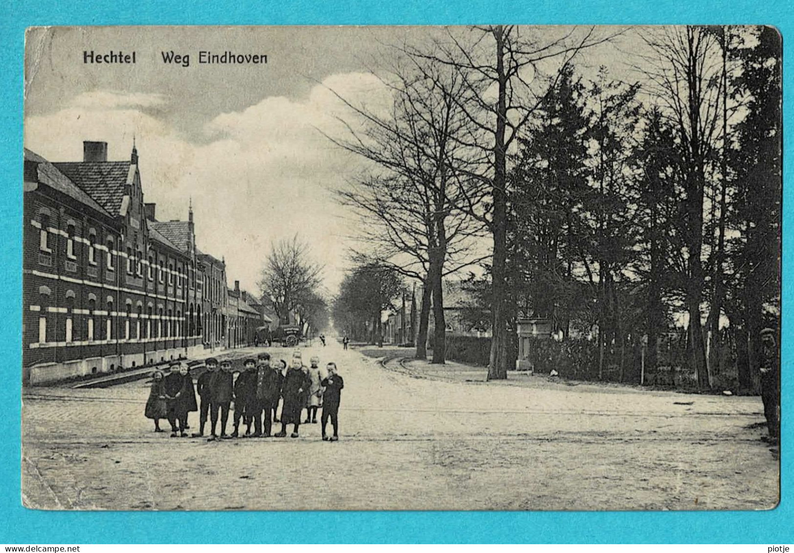 * Hechtel Eksel (Limburg) * (Geb Smets, Peer) Weg Eindhoven, Animée, Enfants, Tramway, Unique, Zeldzaam, TOP - Hechtel-Eksel