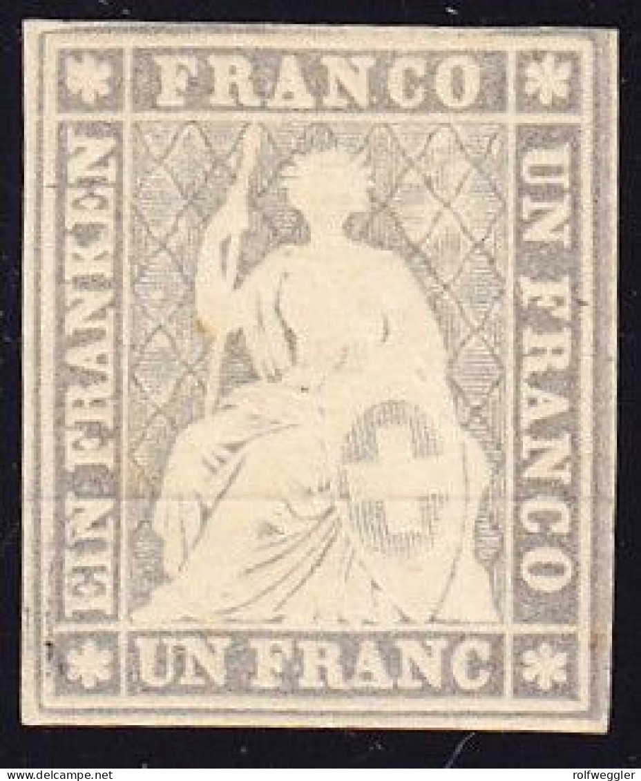 1854 1 FR Grau, Ungebraucht Mit Originalgummi, Vollrandig, Attest U. Signiert Weid - Unused Stamps