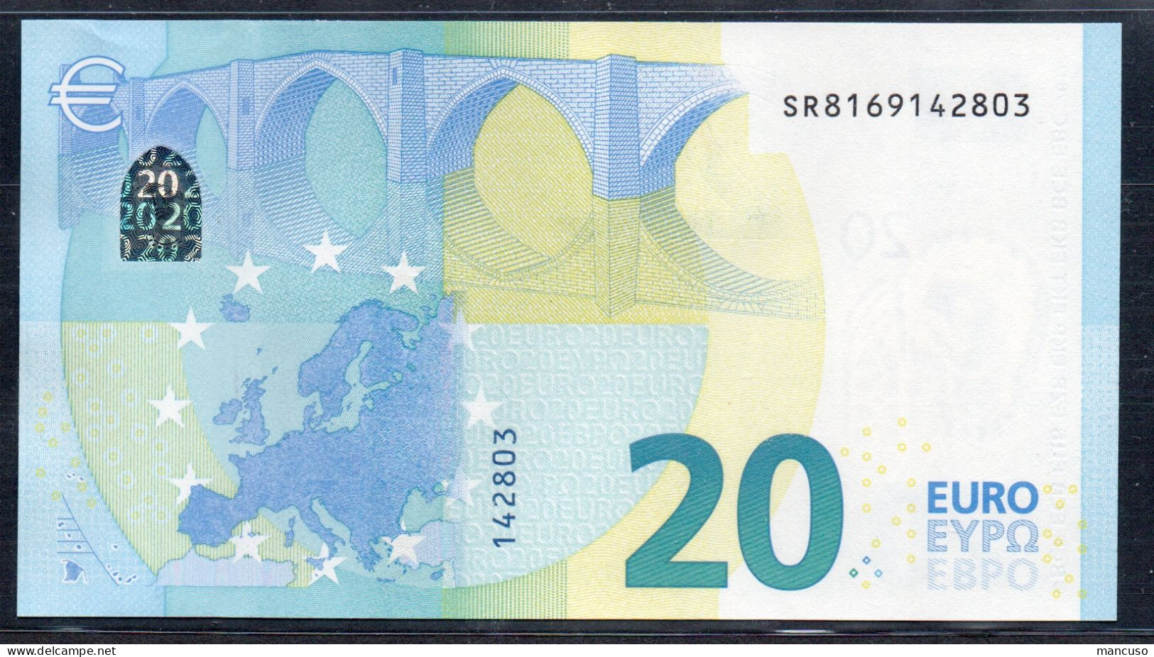 EURO 20  ITALIA SR  S027  "16"  LAGARDE  UNC - 20 Euro