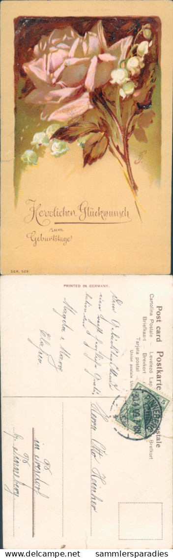 X238 Präge AK Grußkarte Geburtstag Bild Gel. 1909 Pinneberg - Anniversaire