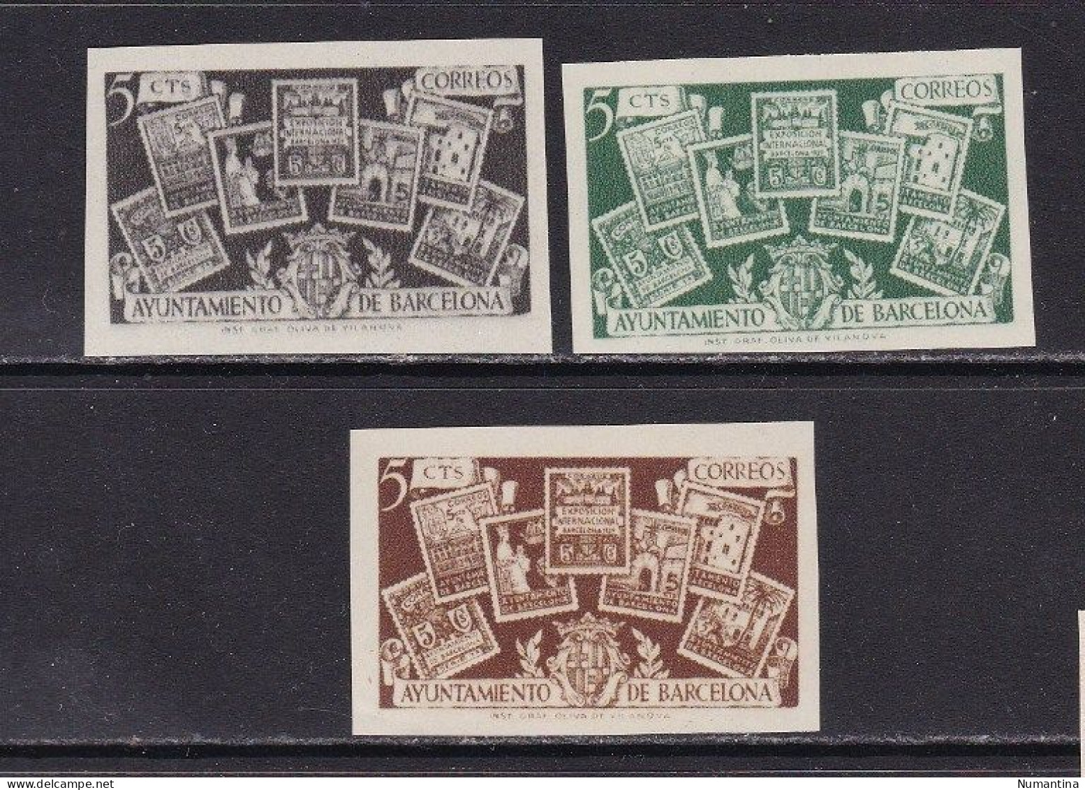 1945 España - Barcelona - Edifil 69s/71s - Cese Del Recargo - MNH Sin Goma - Valor 60 € - Barcelone