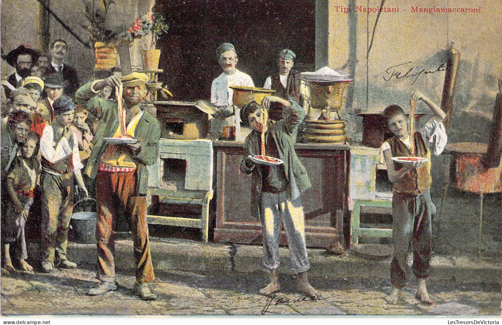 Italie - Tipi Napoletania - Mangiamaccaoni - Colorisé - Carte Postale Ancienne - Napoli (Naples)