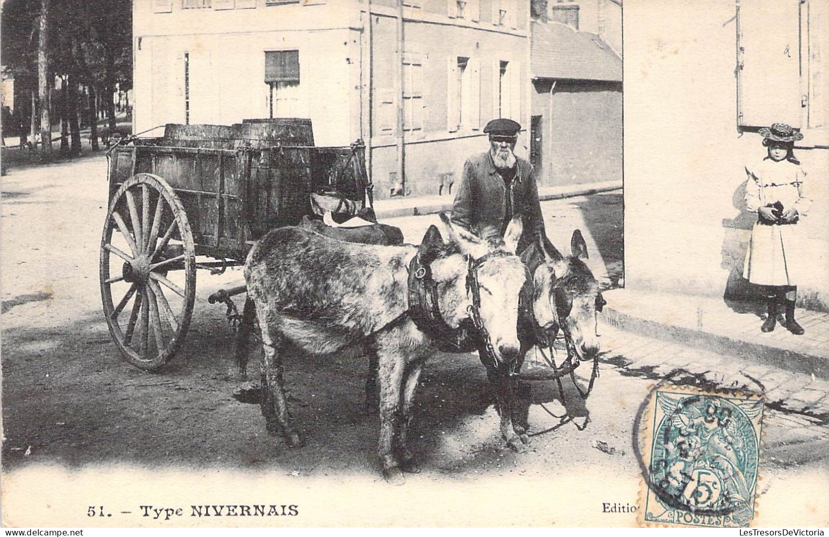 France - Nevers - Type Nevernais - Animé - Attelage Anes - Oblitéré 1908 - Carte Postale Ancienne - Nevers