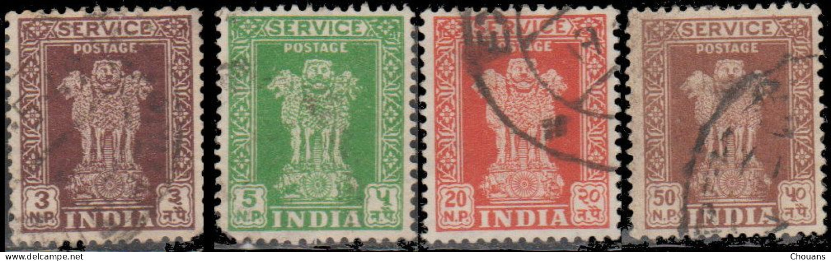 Inde Service 1957/58 - S 16/22 -  Colonne D'Asoka (4 V.) - Dienstzegels
