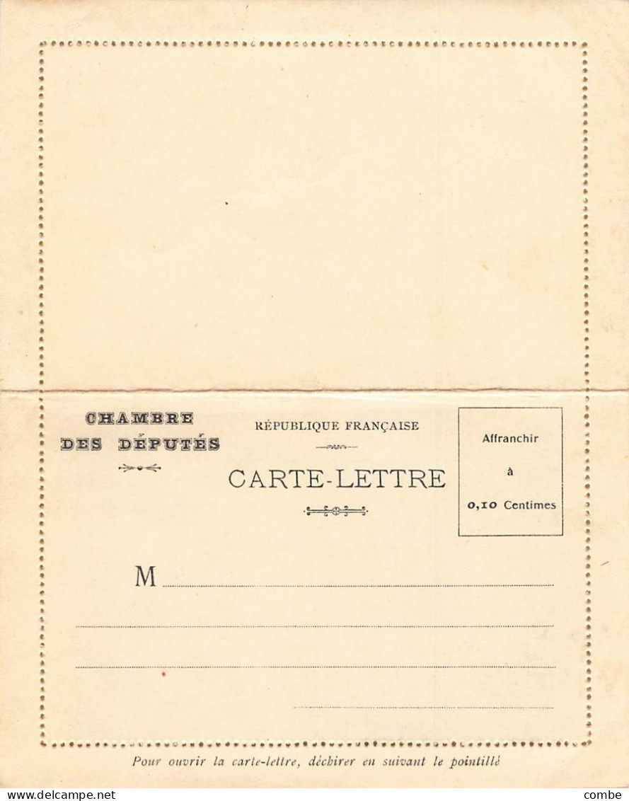 CARTE-LETTRE. CHAMBRE DES DEPUTES. SALLE CASIMIR PERIER - Enteros Privados