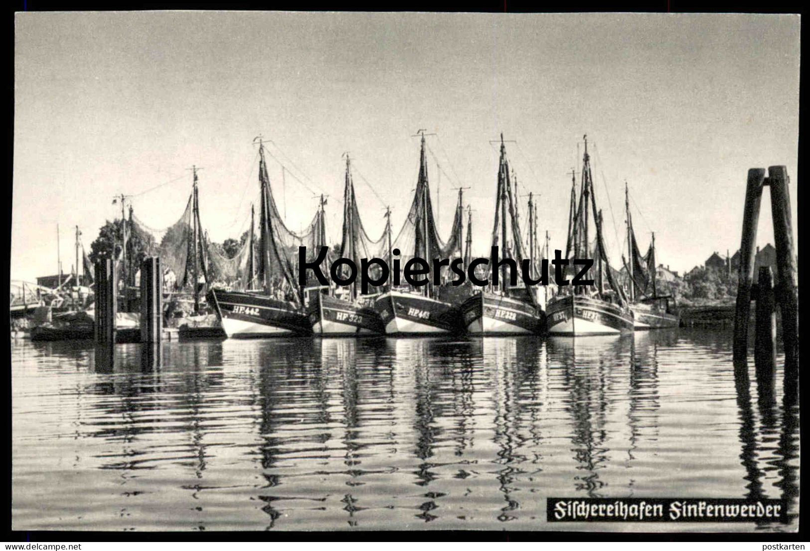 ALTE POSTKARTE FISCHEREIHAFEN FINKENWERDER HAMBURG Hafen Fischer Flotte Kutter Schiff Ship Port Ansichtskarte Postcard - Finkenwerder