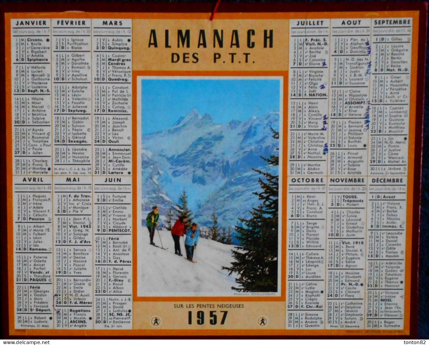 ALMANACH DES P.T.T. - 1957. - Grand Format : 1941-60