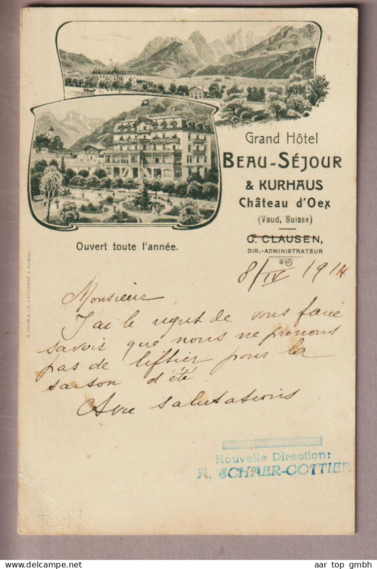 Motiv Hotel 1914-04-09 Château-d'Oex VD Grand Hotel Beau-Séjour & Kurhaus - Hotels, Restaurants & Cafés