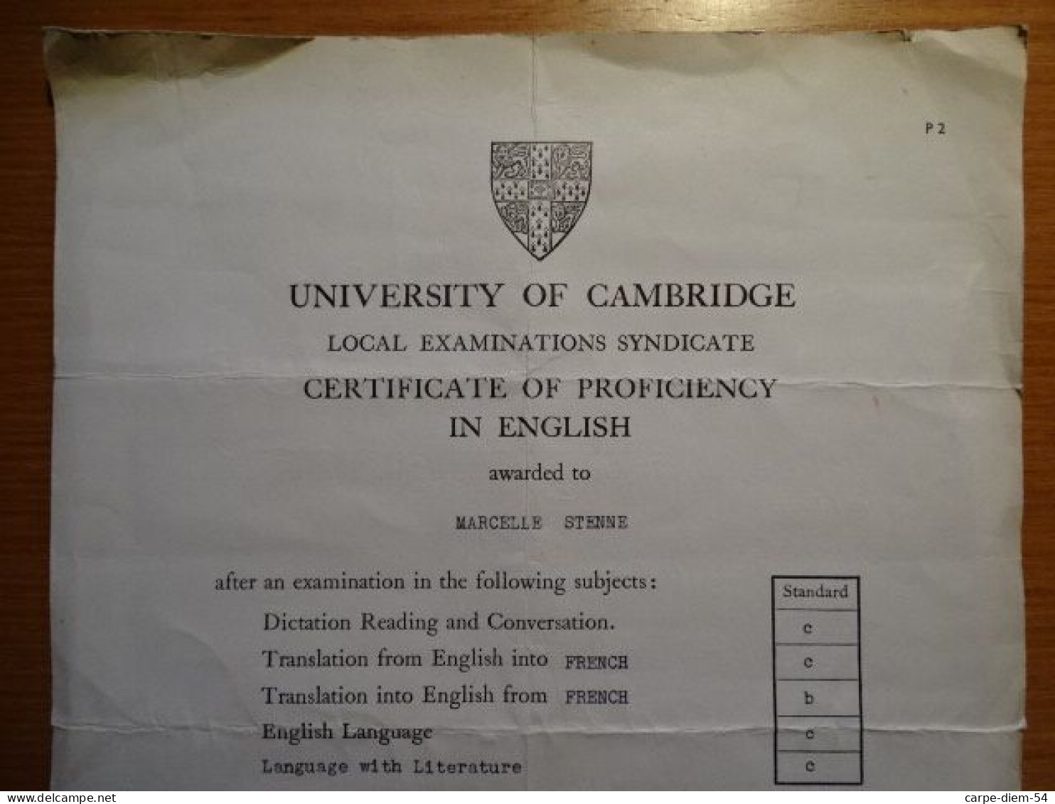 University Of Cambridge - Certificate Of Proficiency In English - 1947 - Diplômes & Bulletins Scolaires