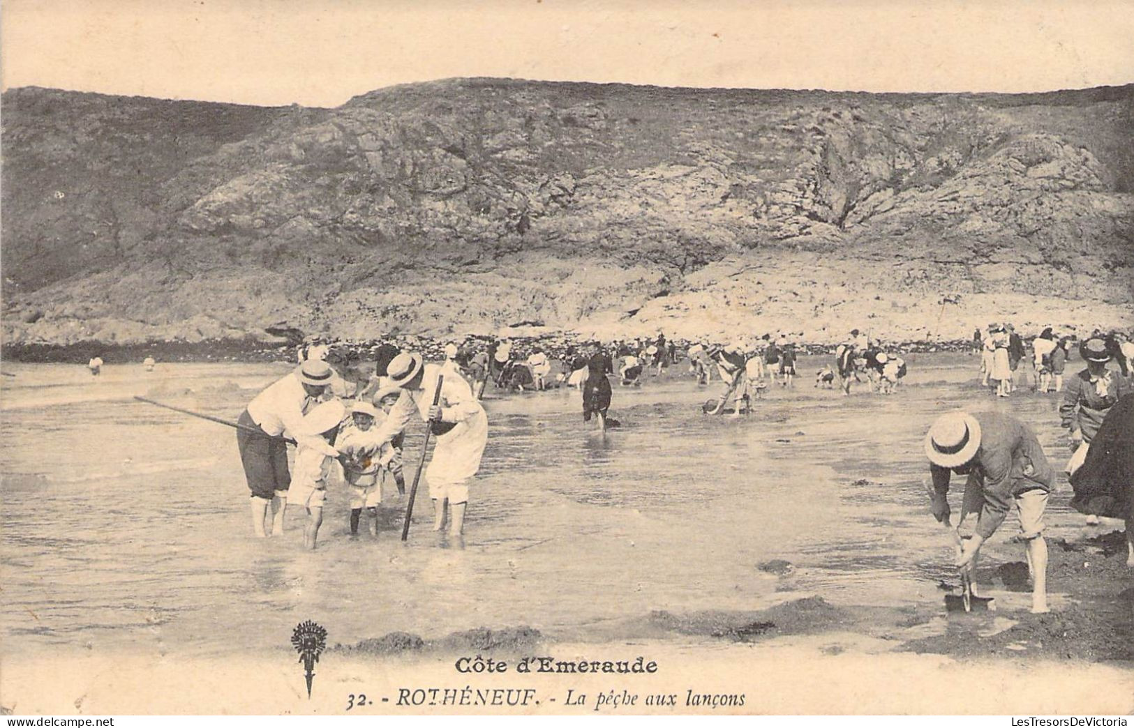 France - Rotheneuf - Côte D'Emeraude - La Pêche Aux Lançons - Animé -  Carte Postale Ancienne - Rotheneuf