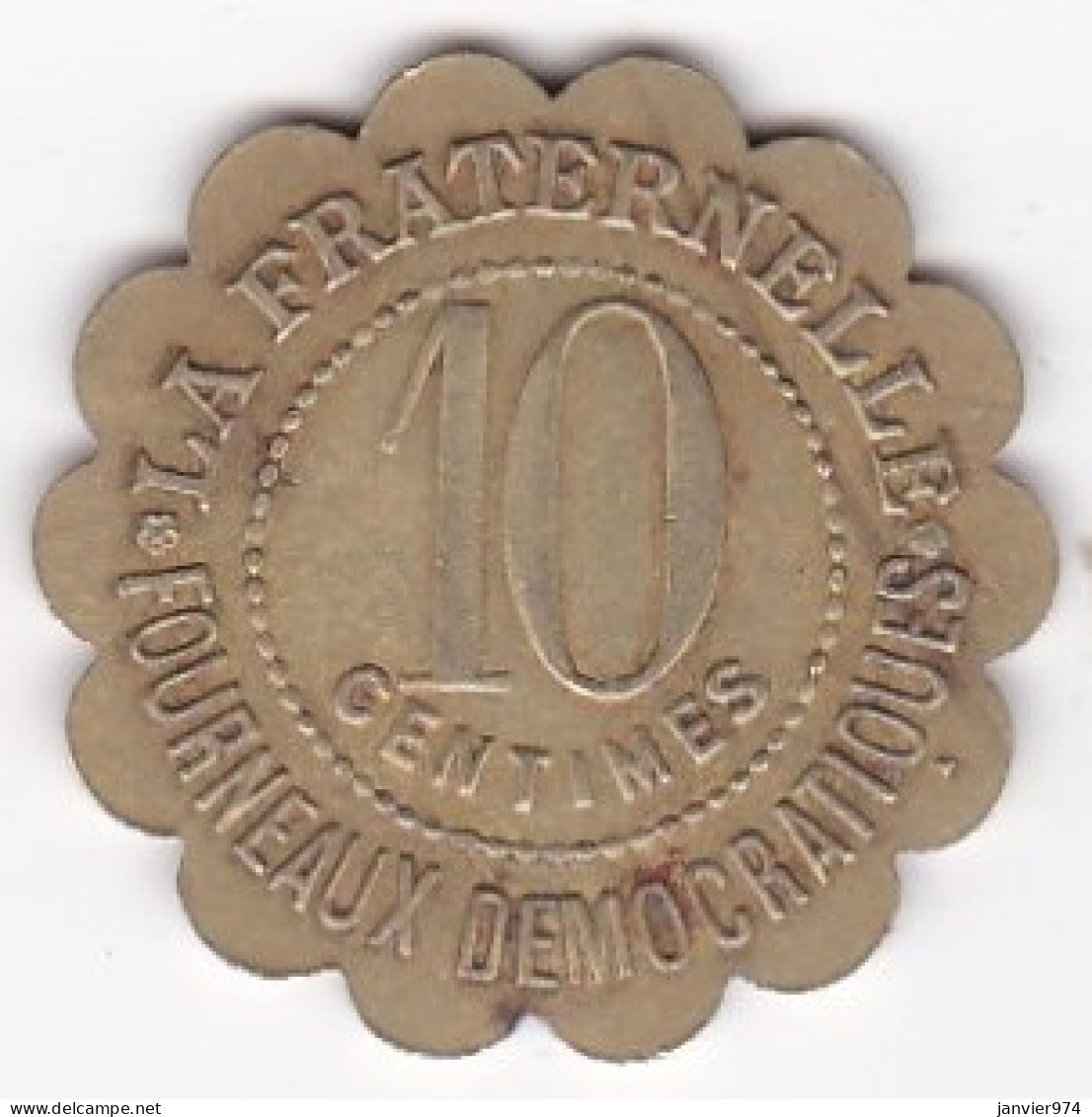 34. Hérault. Ville De Béziers. La Fraternelle Fourneaux Démocratiques 10 Centimes, Frappe Medaille, En Laiton - Monétaires / De Nécessité