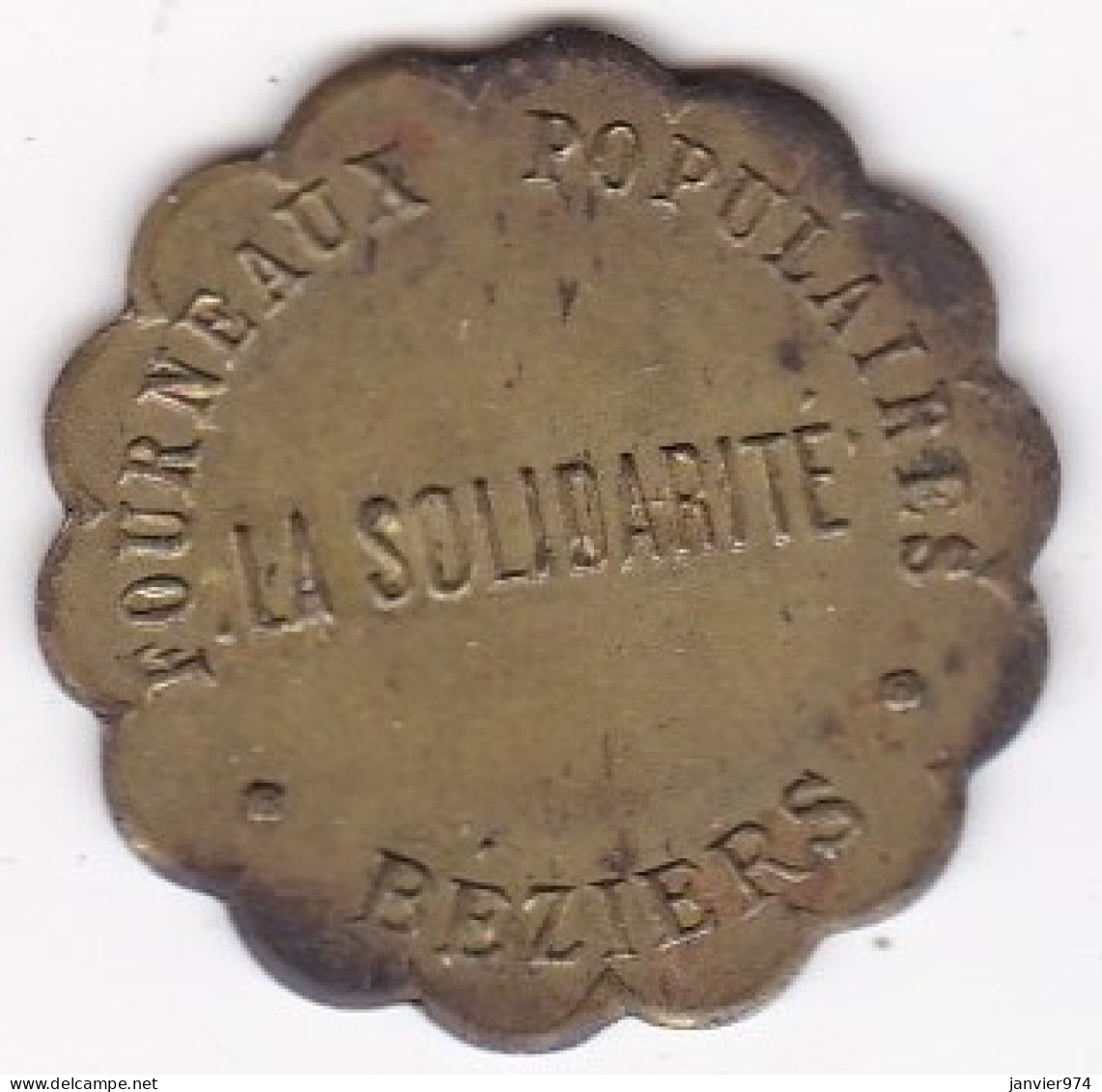 34. Hérault. Béziers. La Solidarité. Fourneaux Populaires 10 Centimes, Frappe Medaille, En Laiton - Notgeld