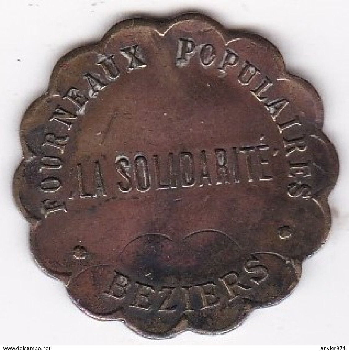 34. Hérault. Béziers. La Solidarité. Fourneaux Populaires 5 Centimes, Frappe Medaille, En Laiton - Monétaires / De Nécessité