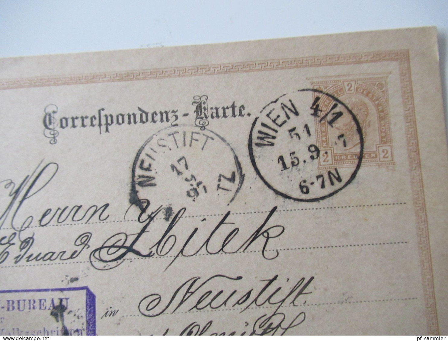Österreich 1897 Ganzsachen Türbogenmuster 3 Stück Nach Neustift Bei Olmütz Gesendet Mit Ank. Stempel! - Postkarten