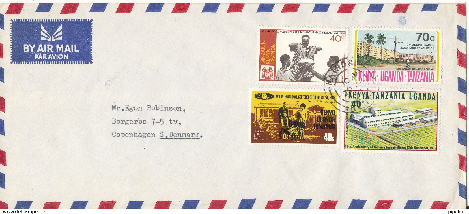 Kenya, Uganda & Tanzania Air Mail Cover Sent To Denmark 20-3-1975 ?? Very Nice Cover - Kenya, Uganda & Tanzania