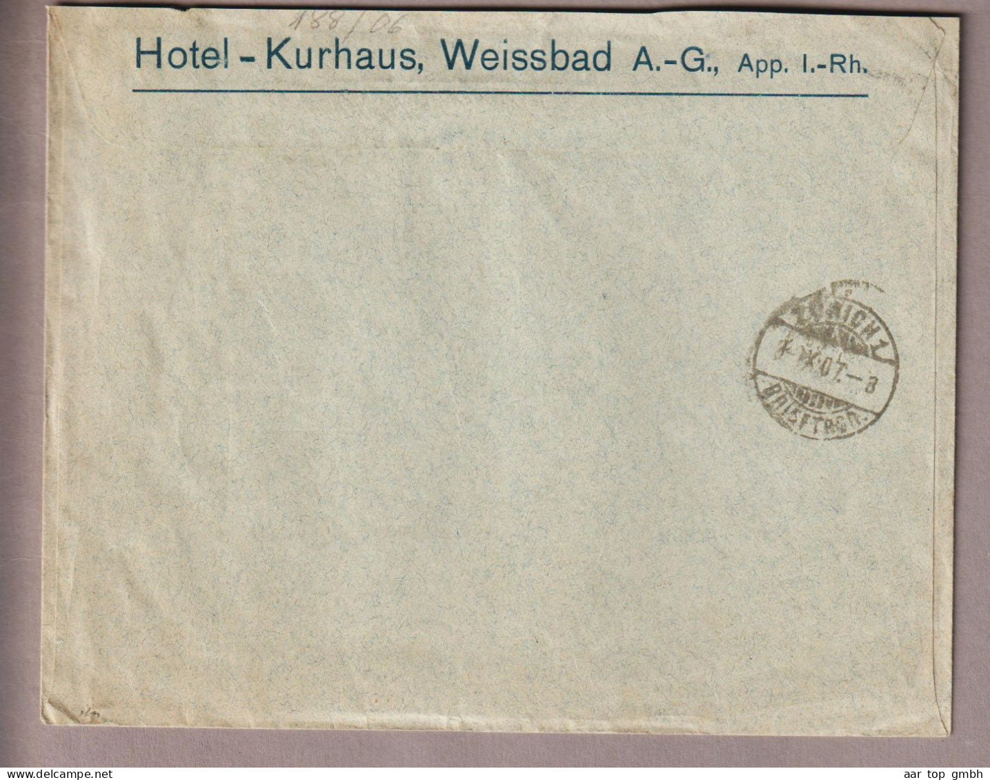 Motiv Hotel AR Weissbad 1907-09-02 Strichlitho Brief Hotel-Kurhaus Weissbad AR Mit 10Rp. Wertziffer - Hotels, Restaurants & Cafés