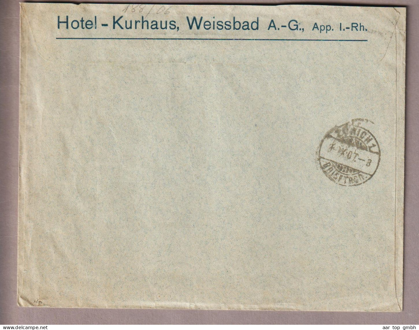 Motiv Hotel AR Weissbad 1907-09-02 Strichlitho Brief Hotel-Kurhaus Weissbad AR Mit 10Rp. Wertziffer - Hotel- & Gaststättengewerbe