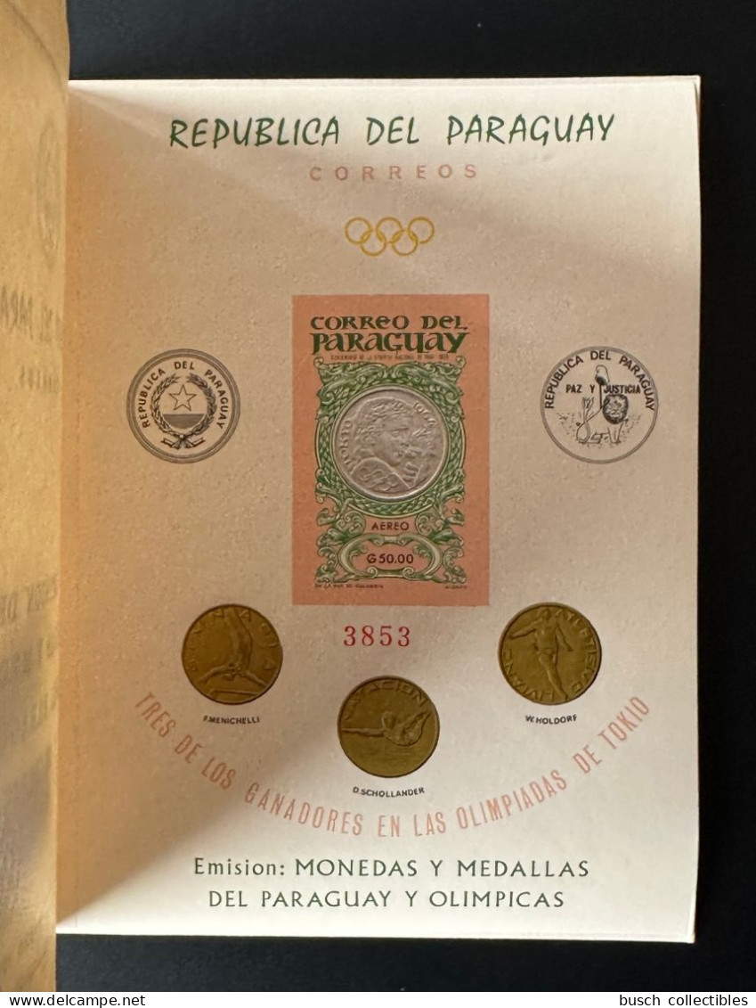 Paraguay 1965 Mi. Bl. 68 II IMPERF ND Gold Or Silver Argent Olympic Games Tokyo Tokio 1964 Jeux Olympiques Olympia Coins - Munten