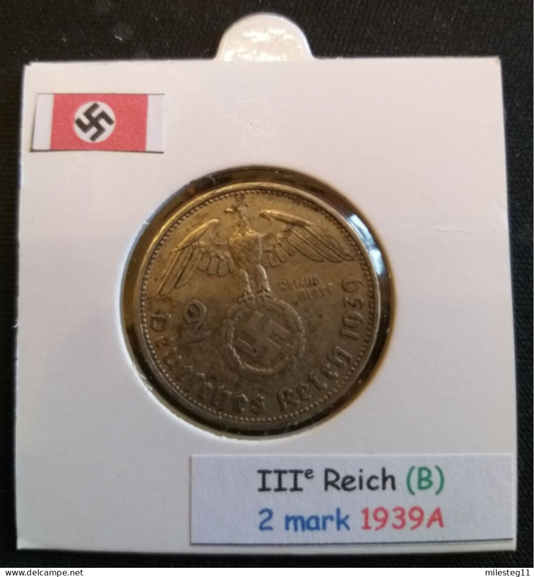 Pièce De 2 Reichsmark De 1939A (Berlin) Paul Von Hindenburg (position B) - 2 Reichsmark
