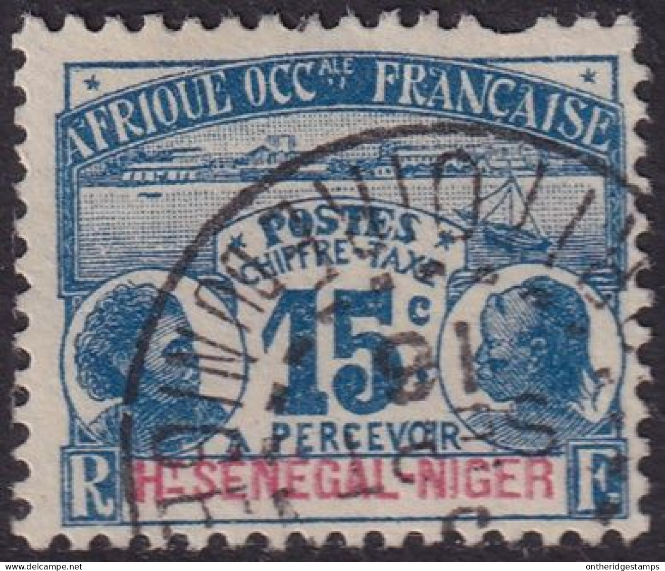 Upper Senegal & Niger 1906 Sc J3 Haut-Sénégal Yt Taxe 3 Postage Due Used Missing Top Perf - Oblitérés