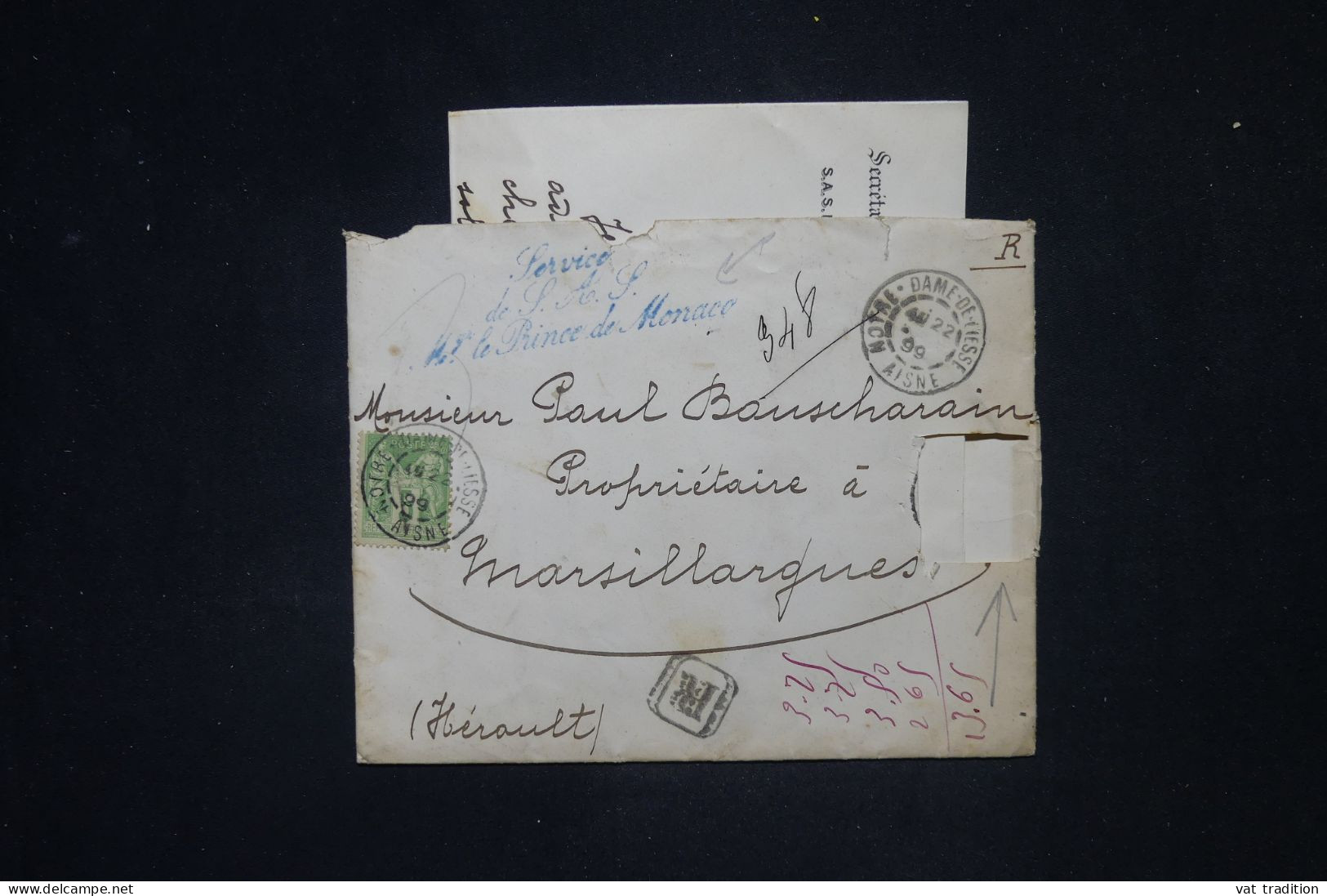 MONACO - Enveloppe + Contenu Du Secrétariat Des Commandements De SAS  Mgr Le Prince De Monaco En 1899 - L 148842 - Storia Postale