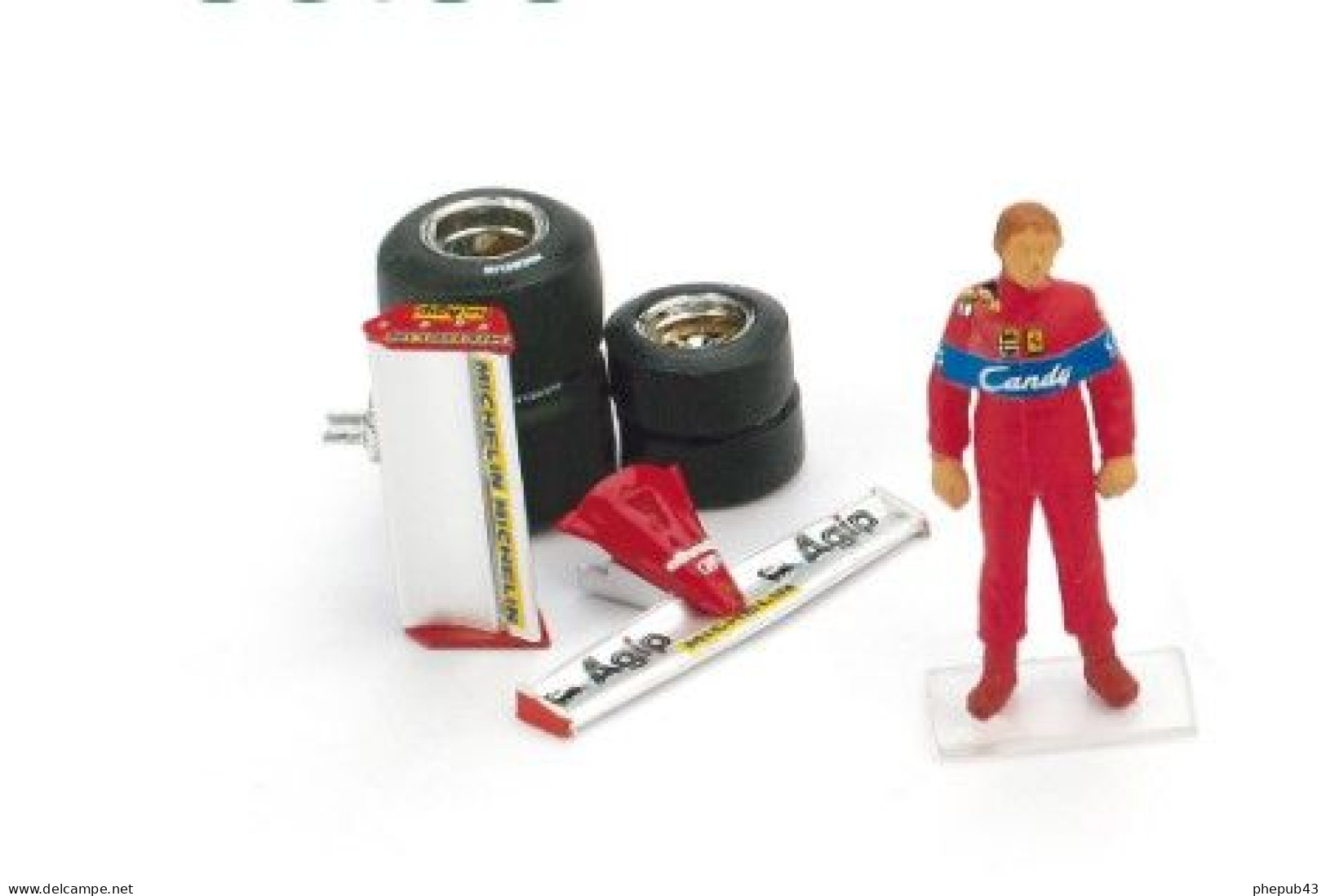 Figurine Pilot Didier Pironi + Accessories Ferrari 126CK - 1981 - Back/front Spoiler & 1 Set Qualification Tyres - Brumm - Figurini & Soldatini