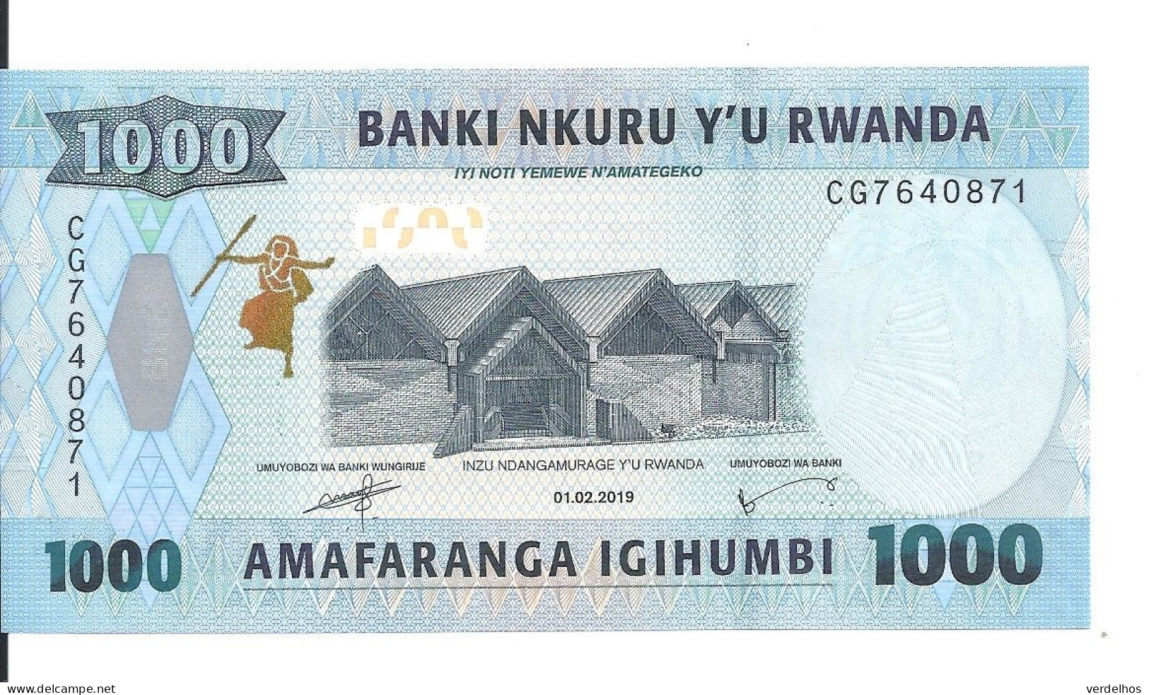 RWANDA 1000 FRANCS 2019 UNC P 43 - Rwanda