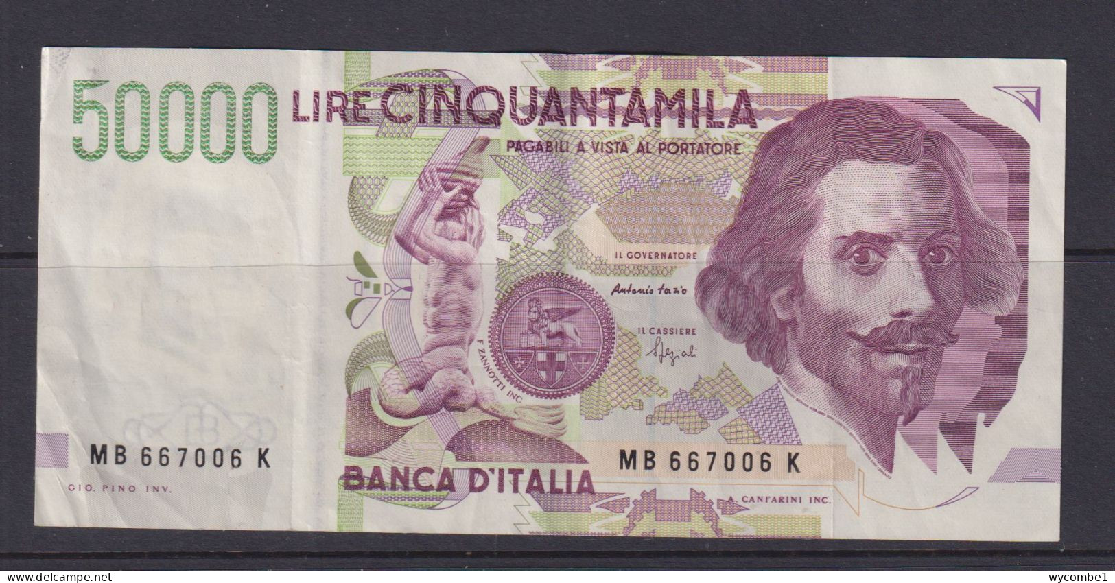 ITALY- 1992 50000 Lira Circulated Banknote As Scans - 50.000 Lire