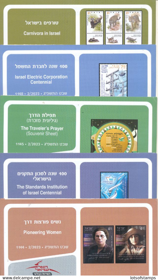 ISRAEL 2023 SET WITH S/SHEET MNH WITH 1st DAY POST MARK - SEE 6 SCANS + BONUS POSTAL SERVICE BULITEENS - Neufs