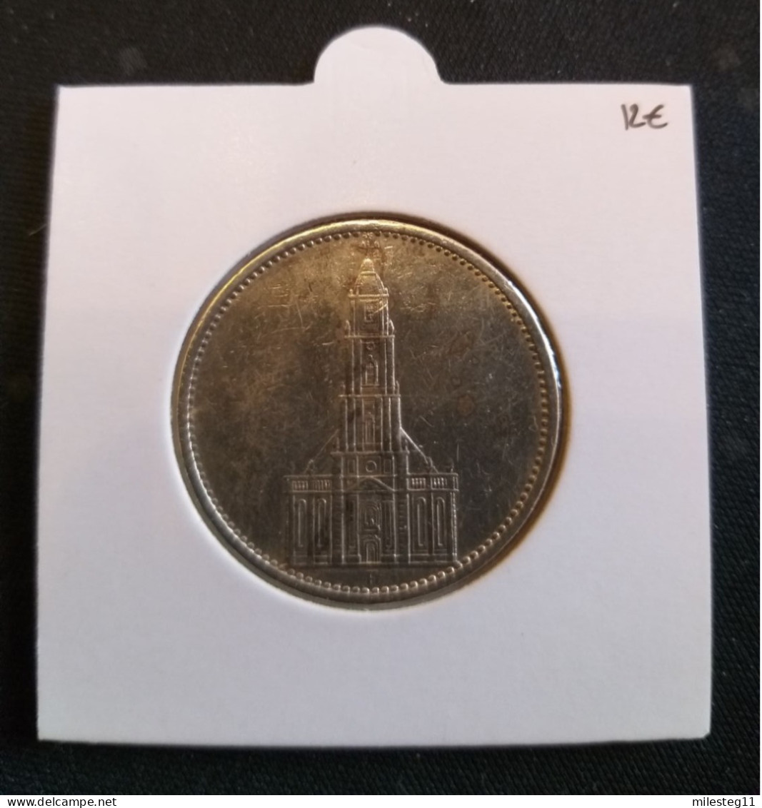 Pièce De 5 Reichsmark De 1934F (Stuttgard) Eglise De Garnison (position A) - 5 Reichsmark