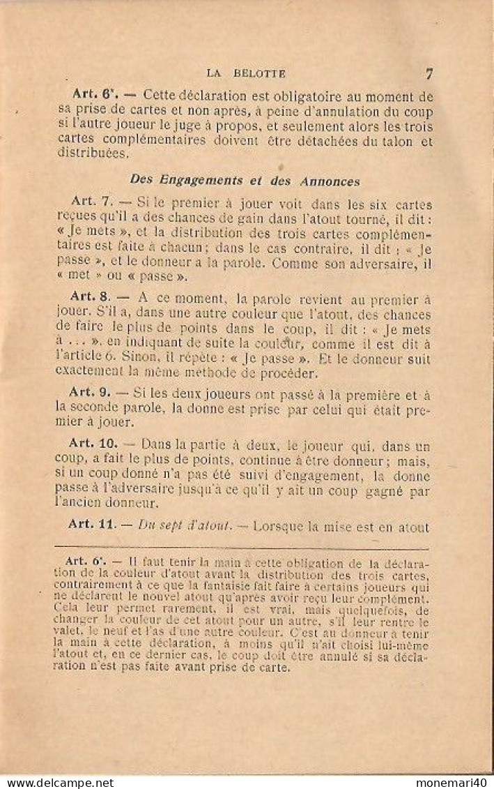 LA BELOTTE - RÈGLES COMPLÈTES ET COMMENTAIRES - B. RENAUDET ET P. MANAUT. - Jeux De Société