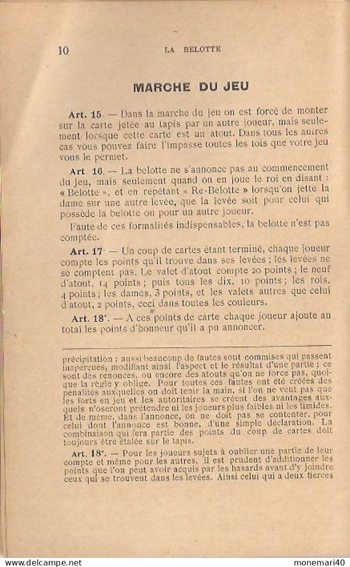 LA BELOTTE - RÈGLES COMPLÈTES ET COMMENTAIRES - B. RENAUDET ET P. MANAUT. - Jeux De Société