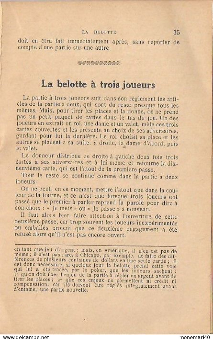 LA BELOTTE - RÈGLES COMPLÈTES ET COMMENTAIRES - B. RENAUDET ET P. MANAUT. - Jeux De Société