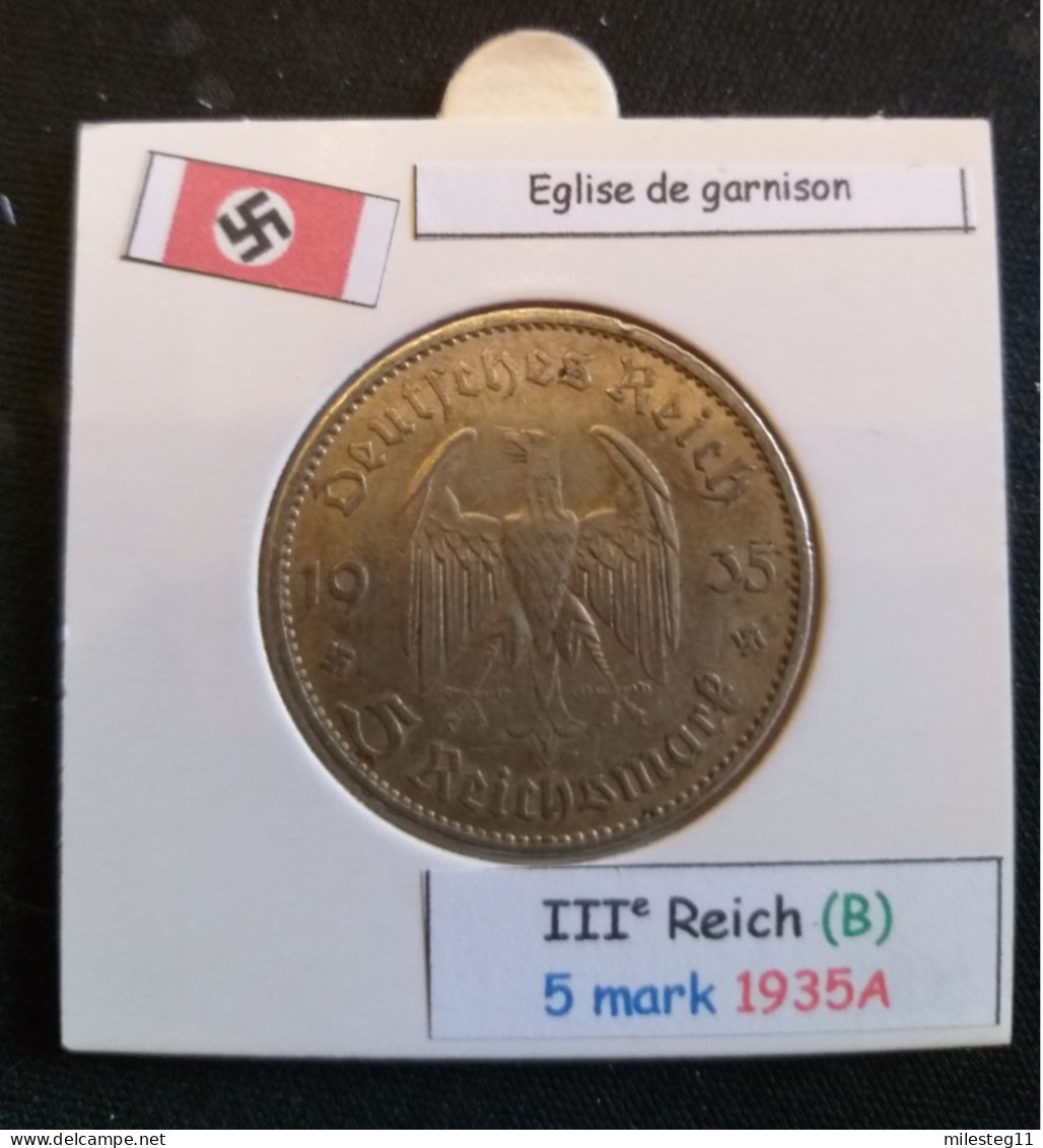 Pièce De 5 Reichsmark De 1935A (Berlin) Eglise De Garnison (position B) - 5 Reichsmark