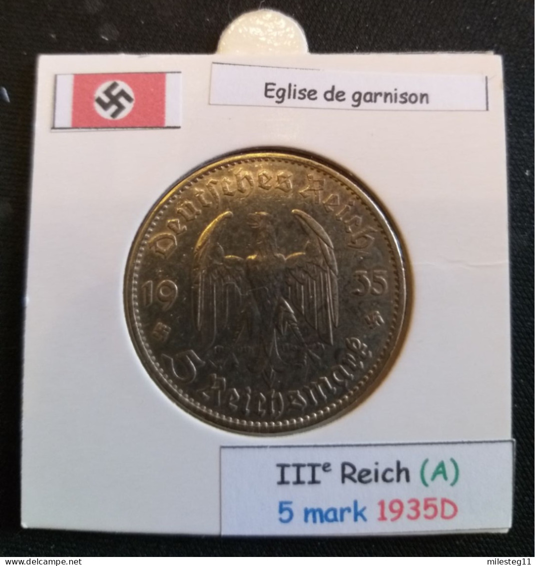 Pièce De 5 Reichsmark De 1935D (Munich) Eglise De Garnison (position A) - 5 Reichsmark