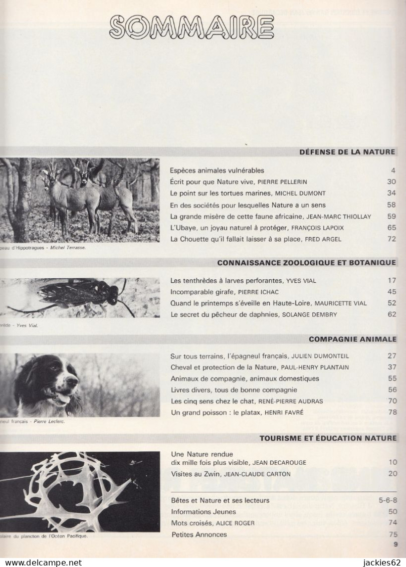 108/ LA VIE DES BETES / BETES ET NATURE N° 108 Du 4/1973, Poster Inclu, Voir Sommaire - Animals